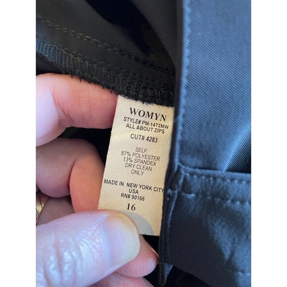 Womyn Black Pants Size 16 Polyester Spandex All About Zips  Made in USA NEW - Picture 7 of 11